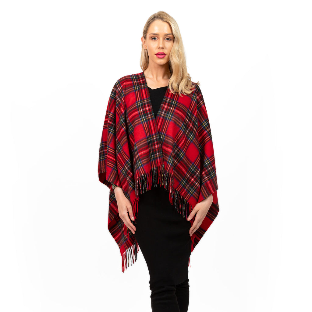 Dunedin Cashmere Big Check Mini Cape  Stewart Royal