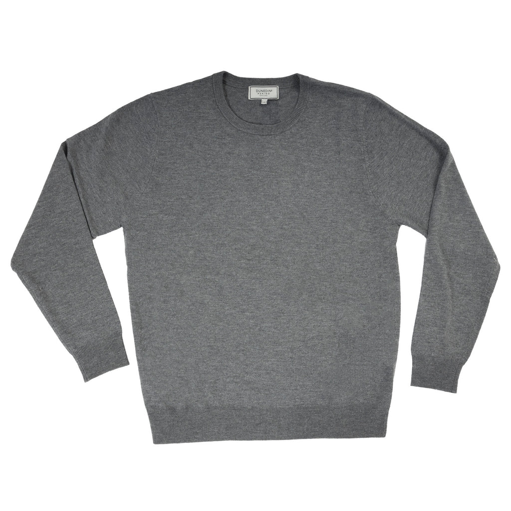 100% Merino Gents Crew Neck Sweater Pewter