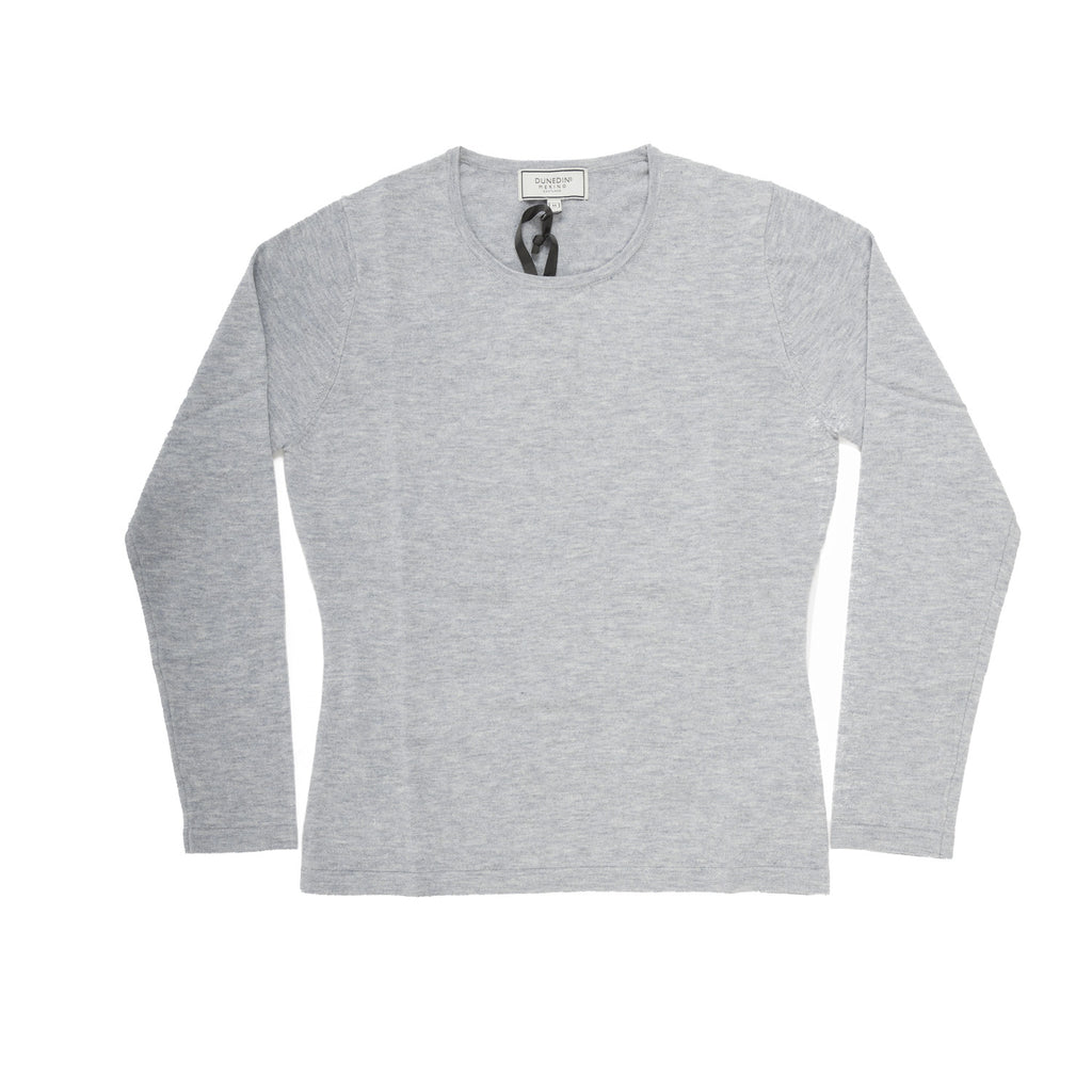 100% Merino Ladies Crew Neck Sweater Quarry Grey