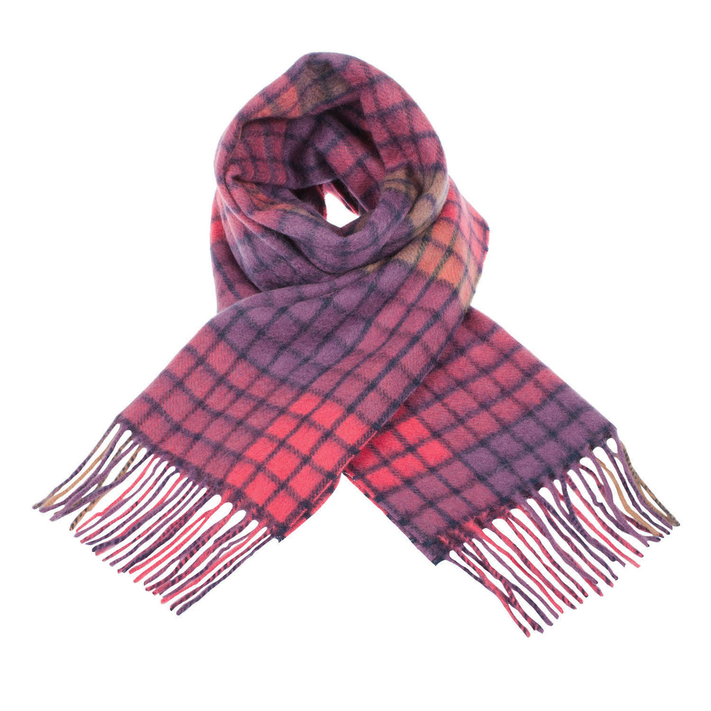 New Blue Label Edinburgh Cashmere Scarf  Highlight Chequer - Hot Pink
