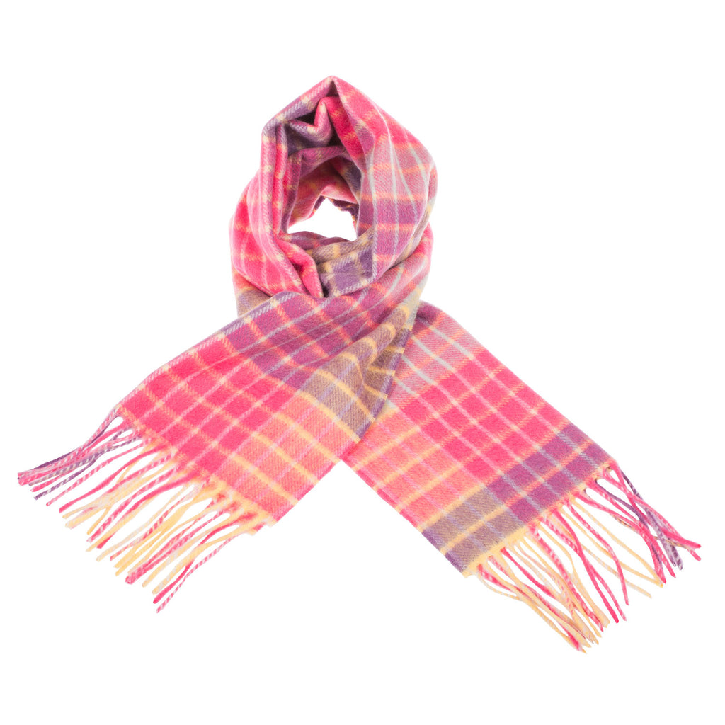 New Blue Label Edinburgh Cashmere Scarf  Highlight Chequer - Spicy