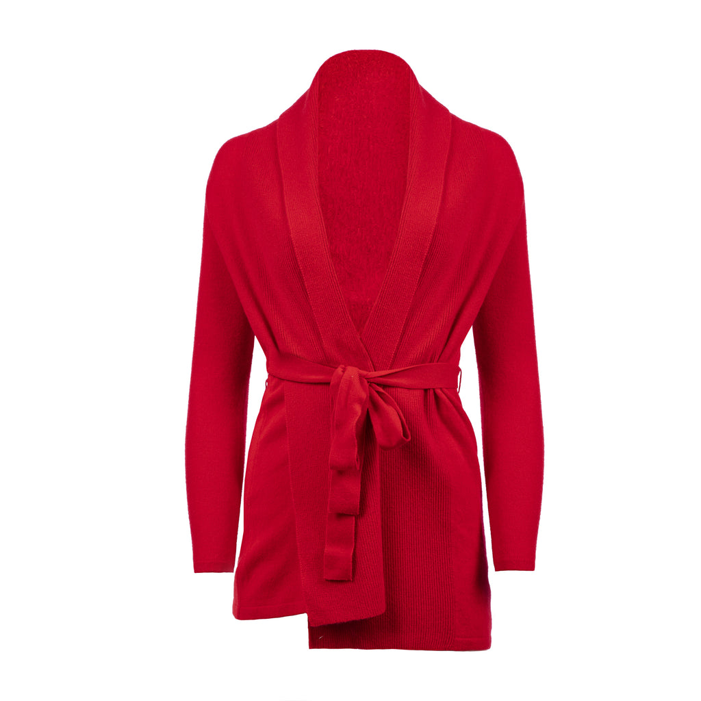 Cashmere Collar Cardigan Cardinal