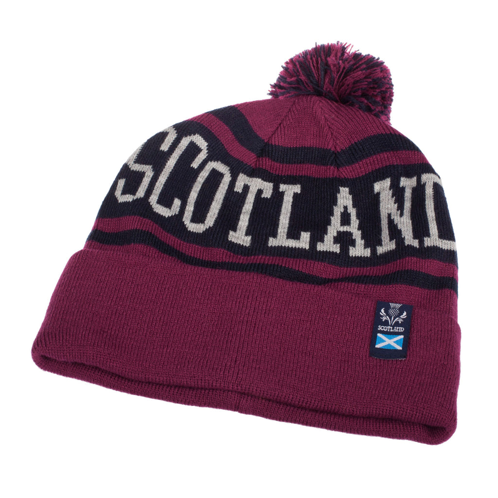 Scotland Bobble Hat Maroon