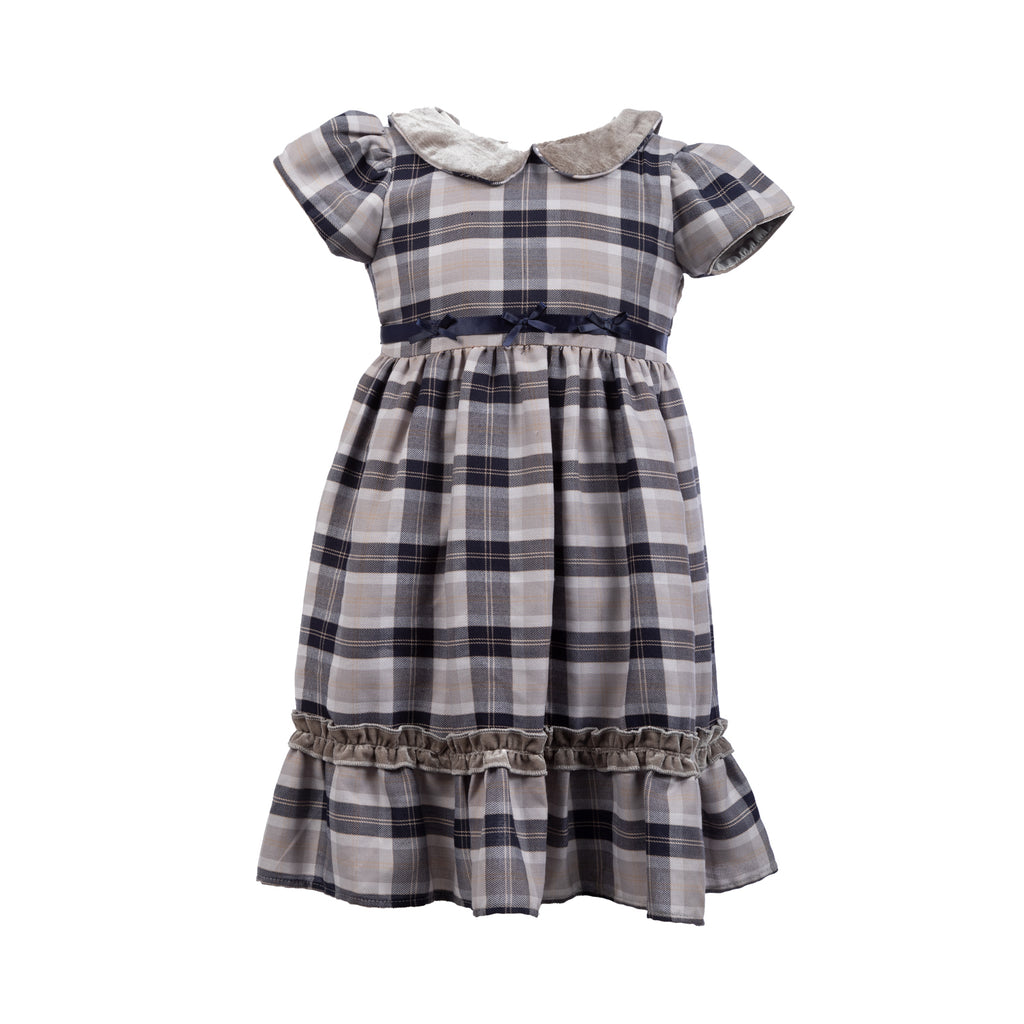 Girls Full Body Tartan Dress Bannockbane Silver