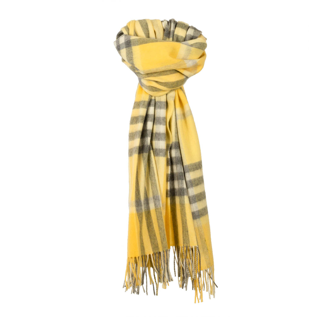 90/10 Tartan Cashmere Blanket Scarf  Yellow