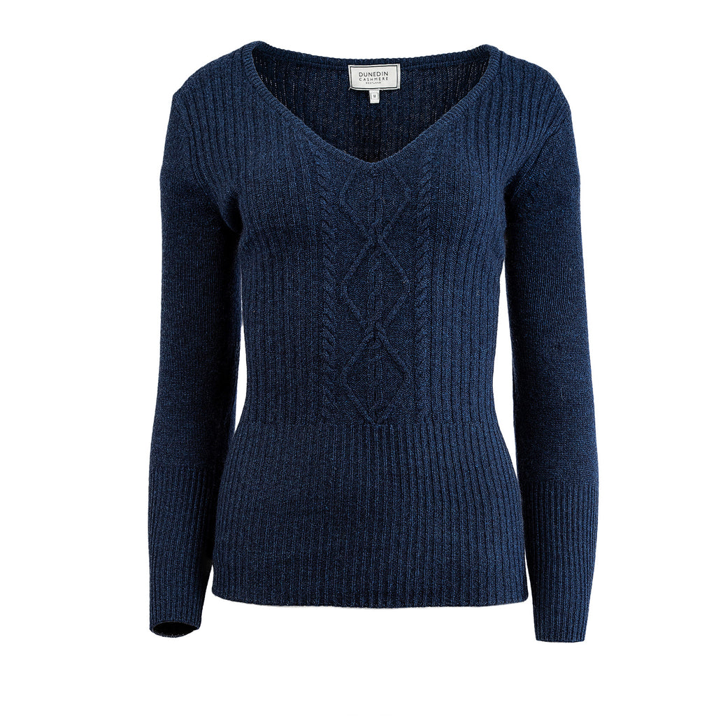 New Cable V Neck Astral