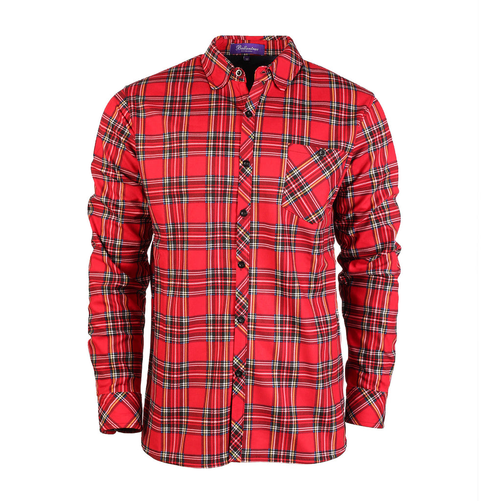 Men's Plaid Velour Lined Check Shirt Stewart Royal