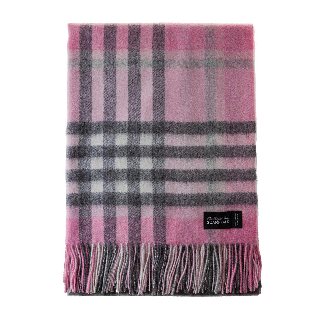 Chequer Cashmere Blend Blanket  Pink