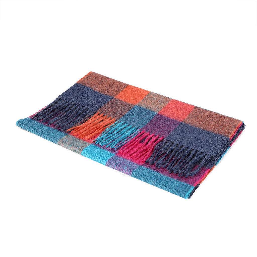 Hos 100% Lambswool Wide Scarf Galaxy Check Jazz