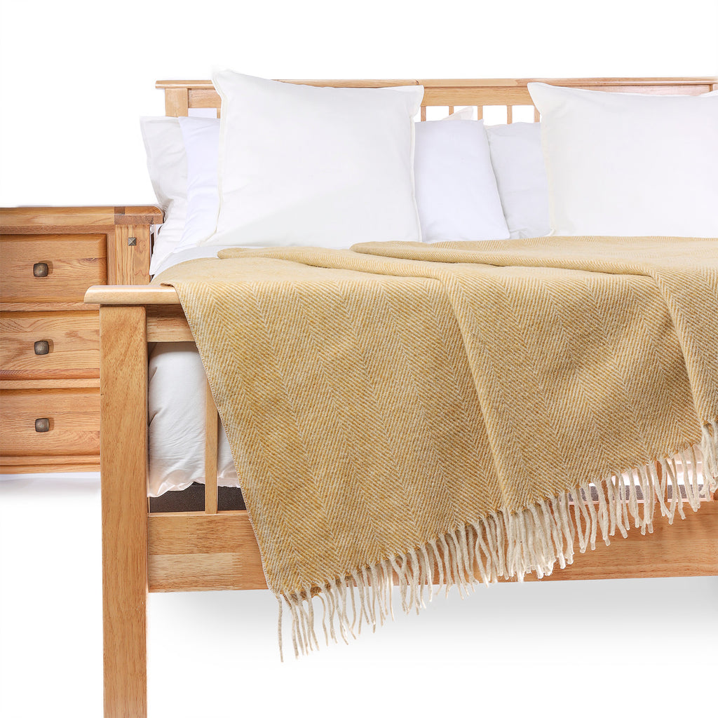 Herringbone King Size Blanket Mustard