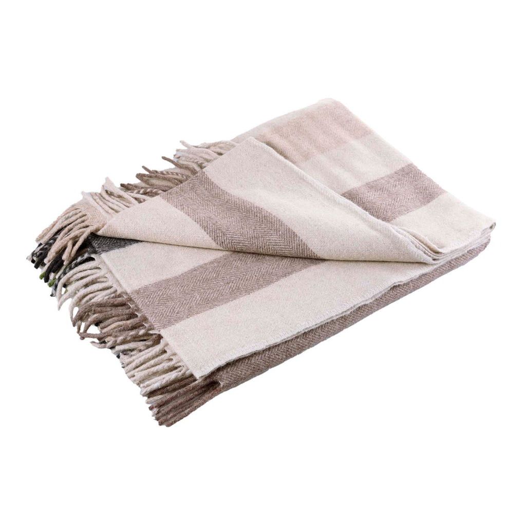 Stripe Herringbone Blanket Natural Green