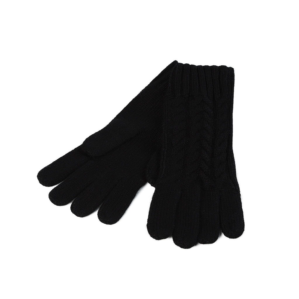 100% Cashmere Ladies Cable Glove Black