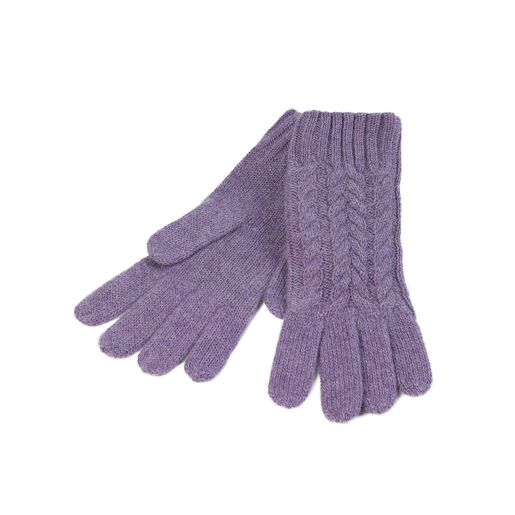 100% Cashmere Ladies Cable Glove Heather