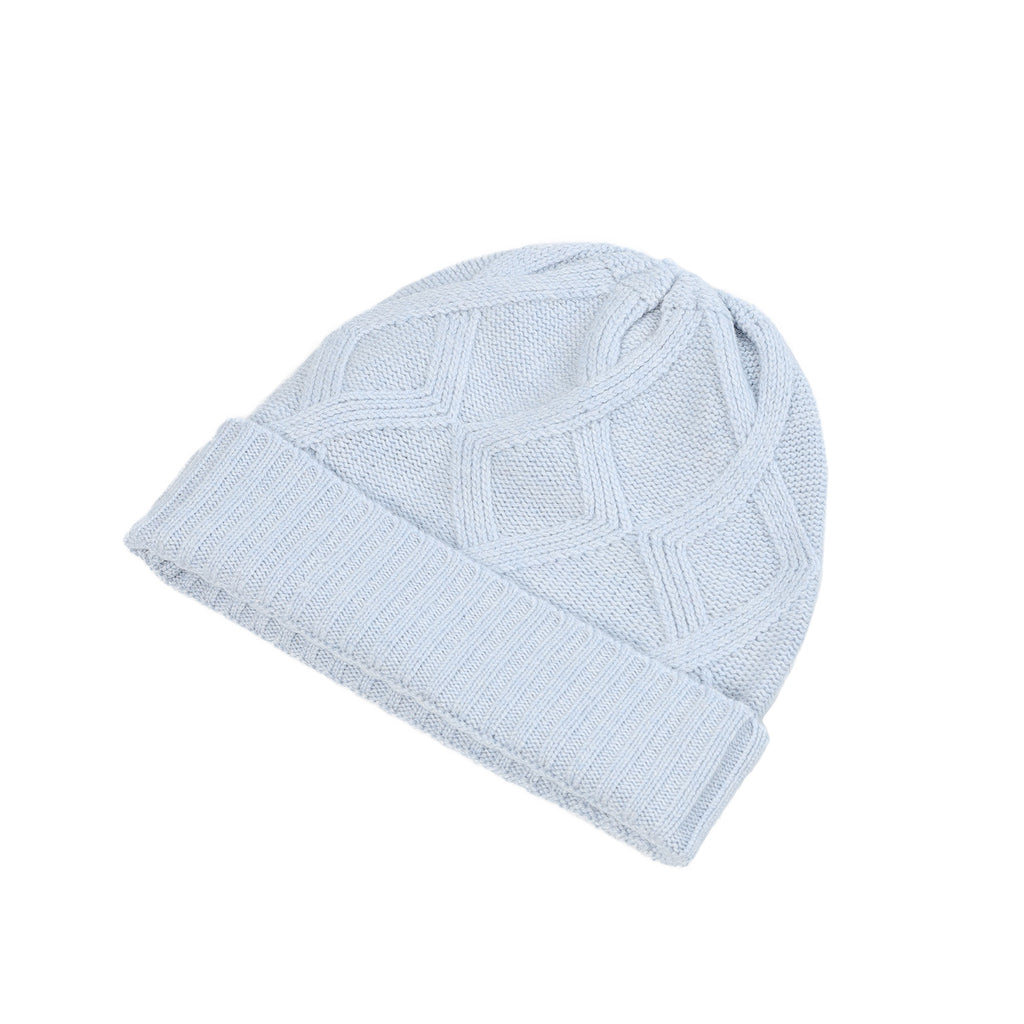 Ladies Racking Detail Turn Up Beanie Baby Blue