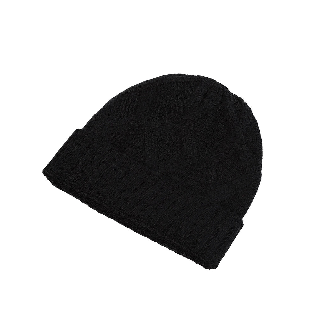 Ladies Racking Detail Turn Up Beanie Black