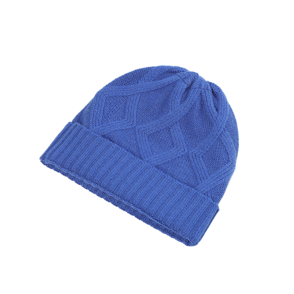 Ladies Racking Detail Turn Up Beanie Cornflower