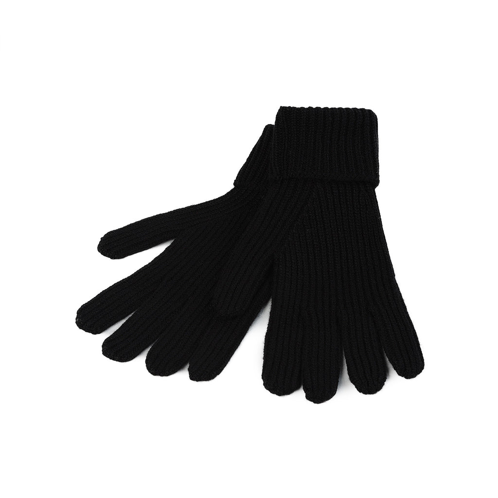 100% Cashmere Gents Rib Glove Black