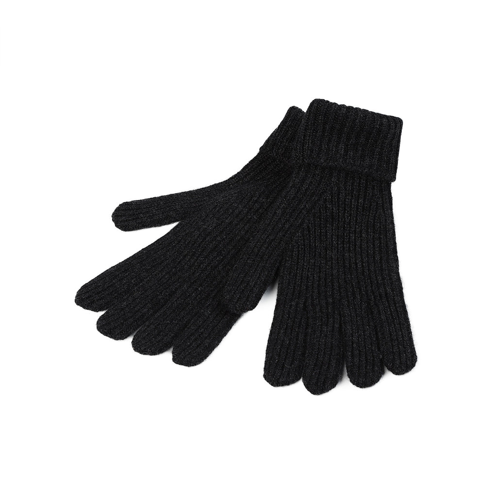 100% Cashmere Gents Rib Glove Charcoal