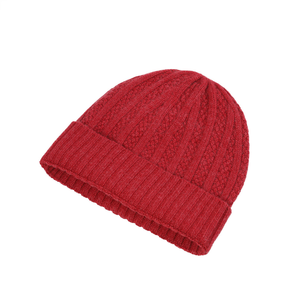 Gents Seed Stitch Rib Turn Up Beanie Brick