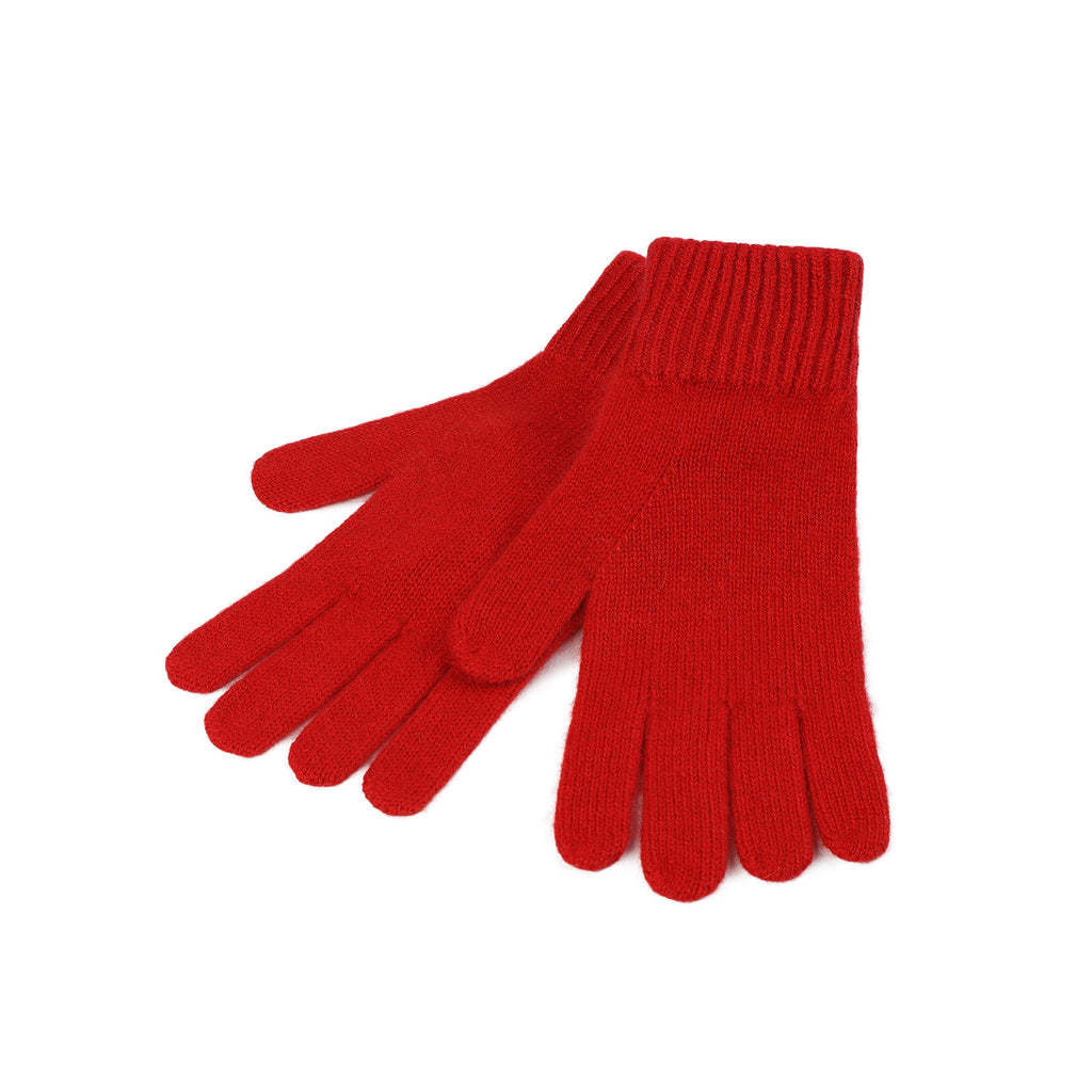 100% Cashmere Plain Ladies Glove Cardinal