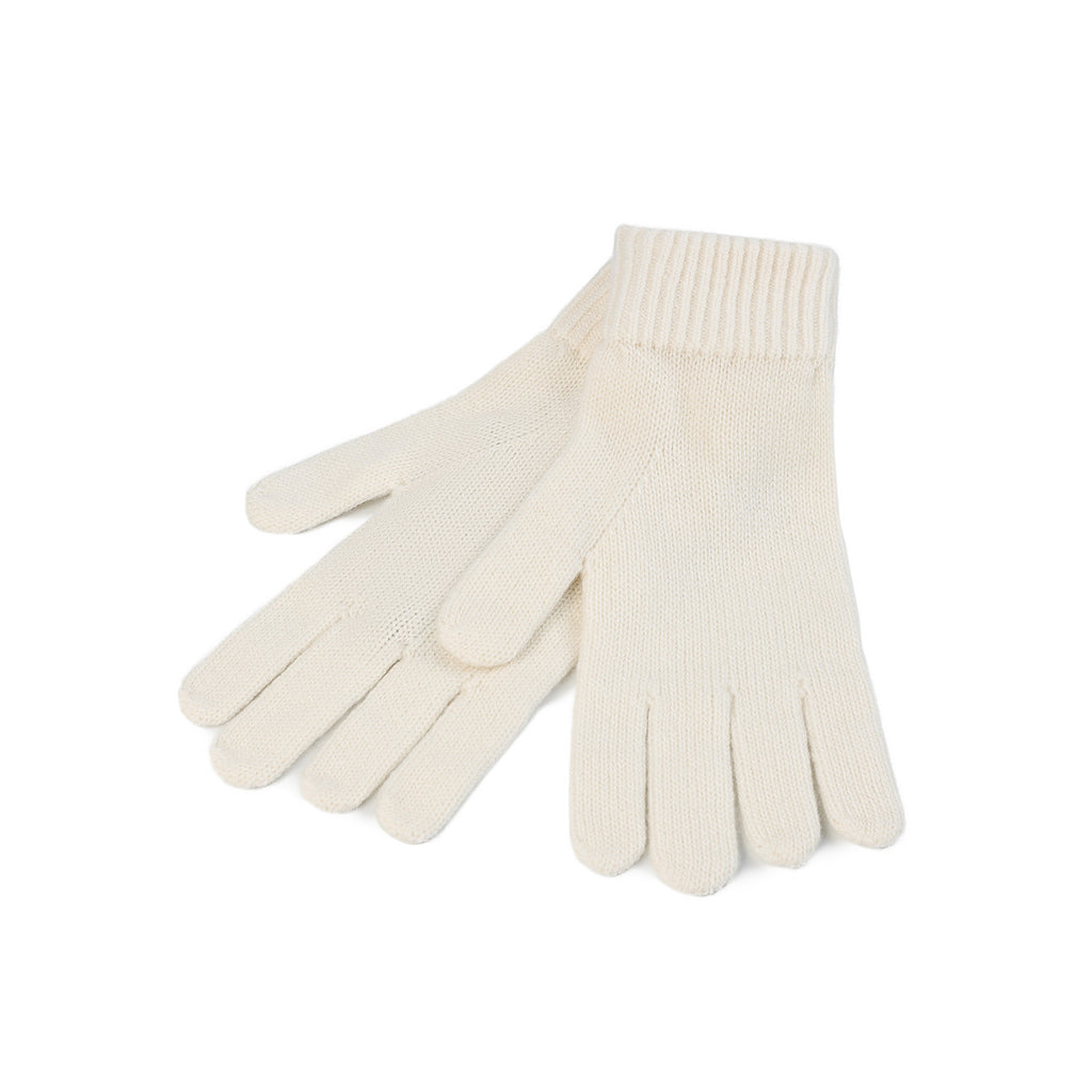 100% Cashmere Plain Ladies Glove White