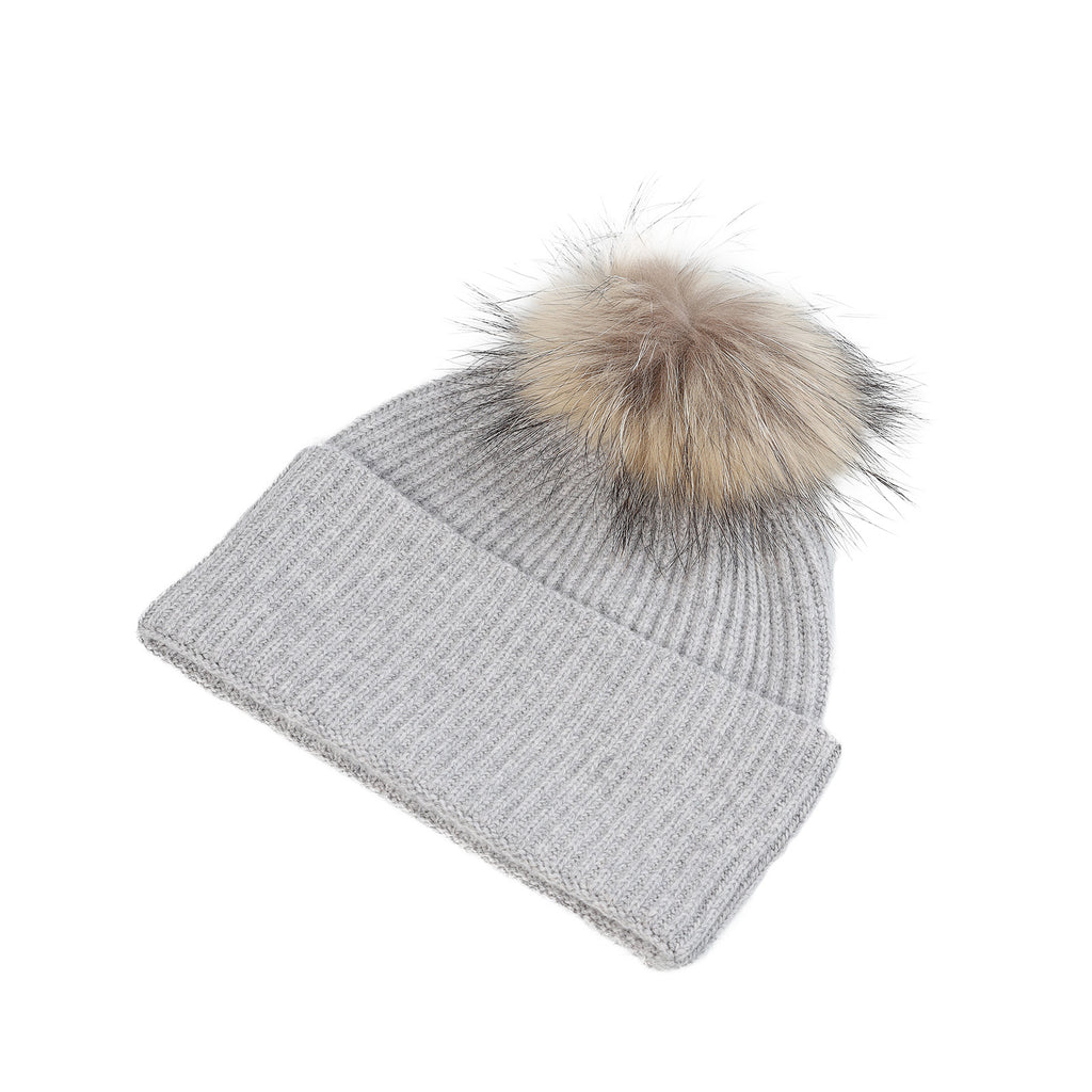 Luxury Rib Deep Turn Up Ladies Beanie New Grey