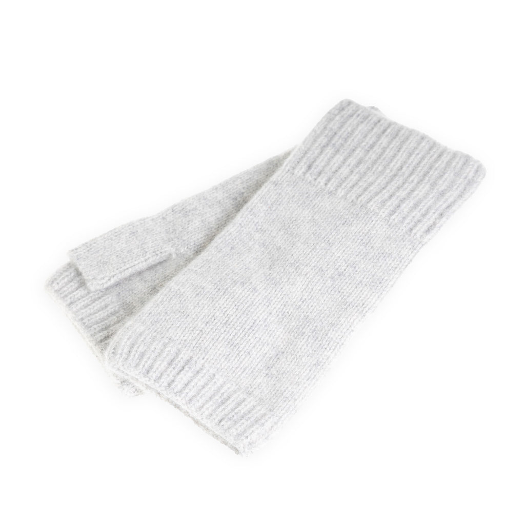 100% Cashmere Ladies Rib Wristlet Light Grey