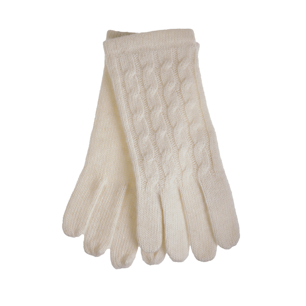 Ladies Cable Lambswool Mix Glove White