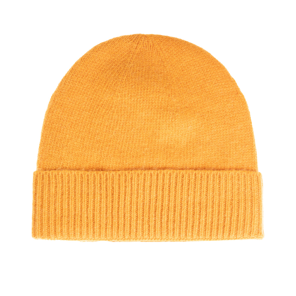 Ladies Plain Lambswool Mix Beanie Ochre