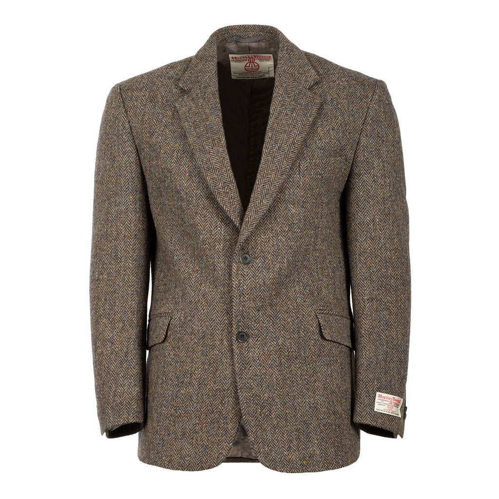 Harris Tweed Men's Wool Jacket - Barra Blue Herringbone