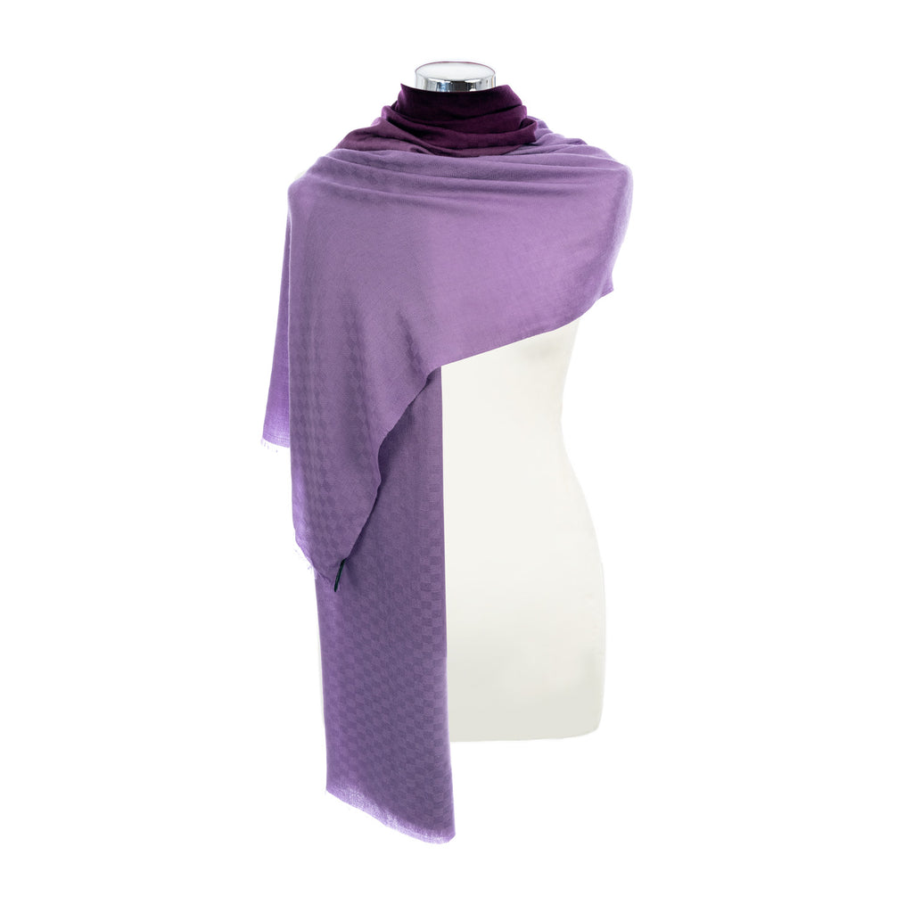 Dip Dye Damier Cashmere Stole  Eminence/Heather