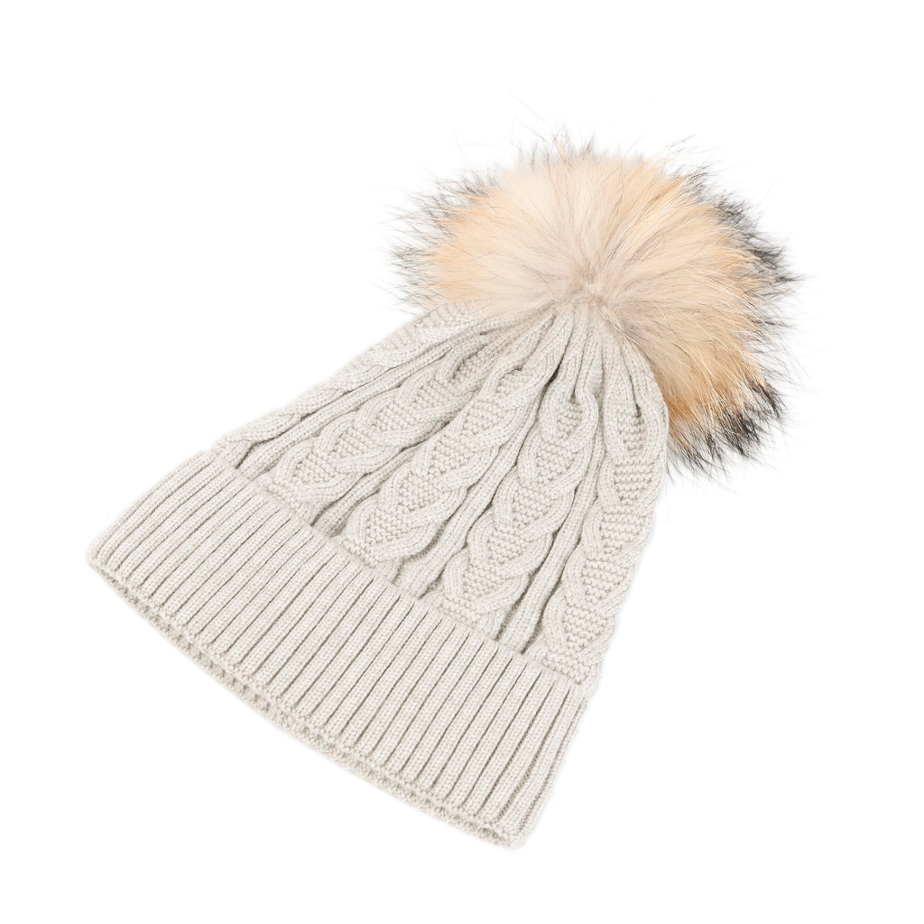 Cable Pom Hat Ft Oyster/Natural