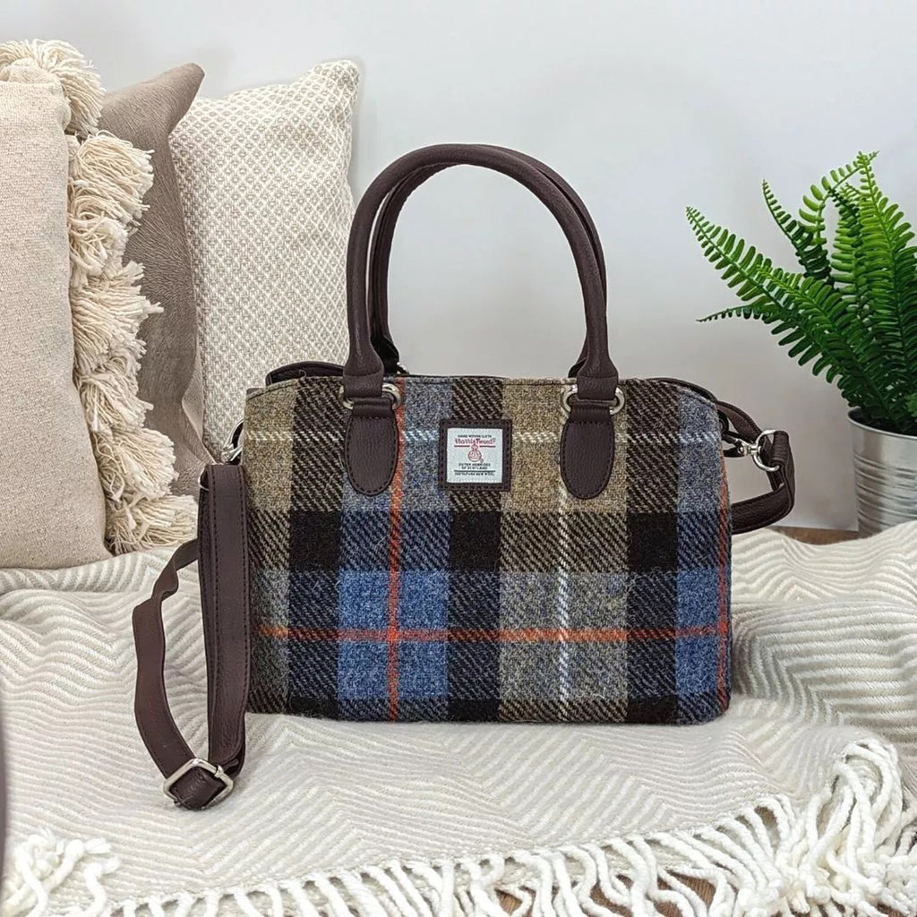 Top Handle Bag Blue/Brown Check