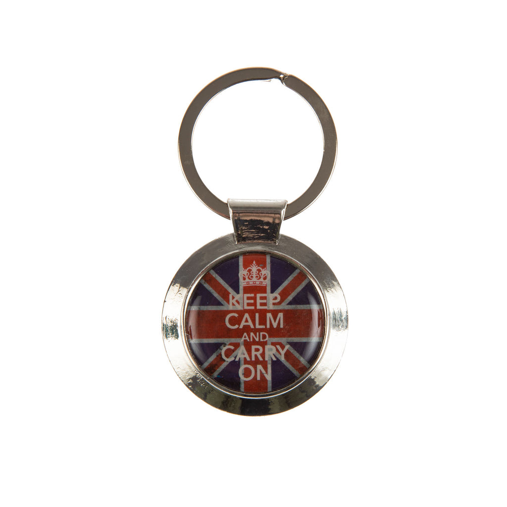 Keepcalm &Carry On Round Metal Keyrin