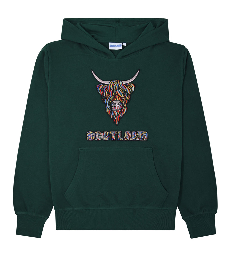 Colourful Highland Cow Embroidered Hood