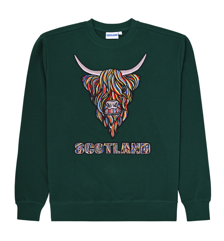 Colourful Highland Cow Embroidered Sweat