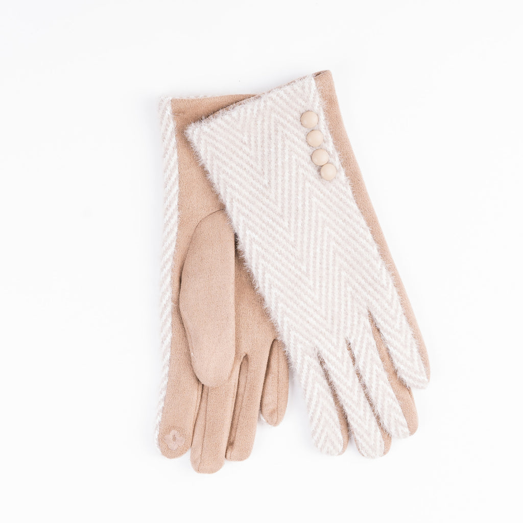 Super Soft Herringbone Button Glove