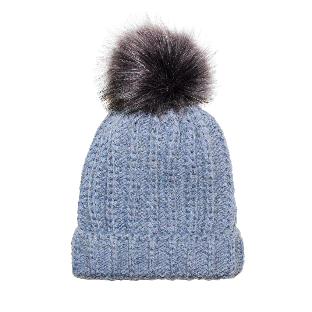 Fisherman Stitch Fur Pom Hat