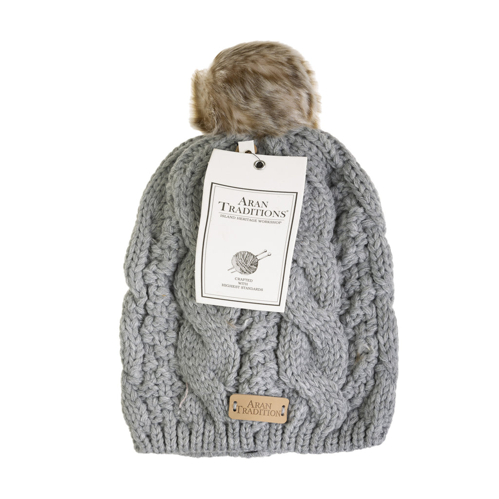 Aran Cable Natural Fur Tammy Hat
