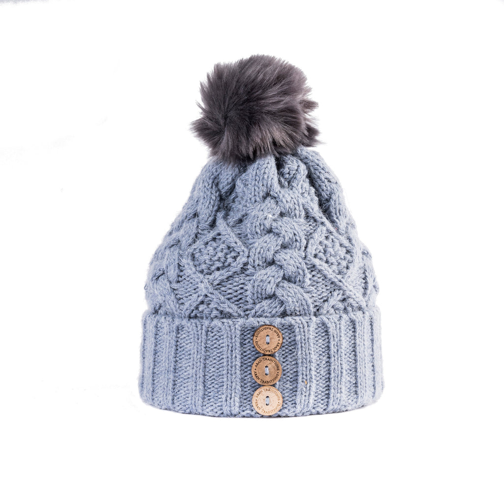 Aran Diamond Cable Button Hat
