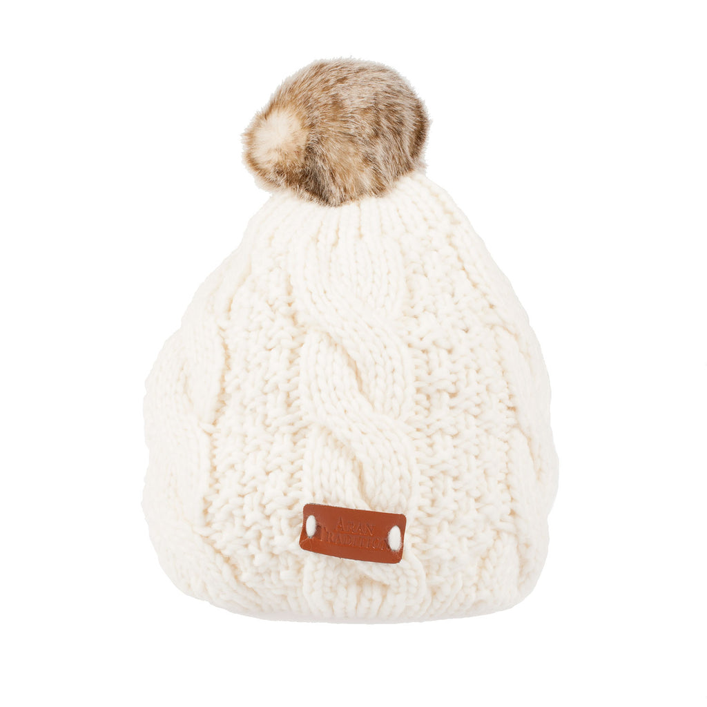 Cable Knitted Pom Pom Beanie