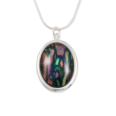 Heathergem Silver Plated Large Oval Pendant