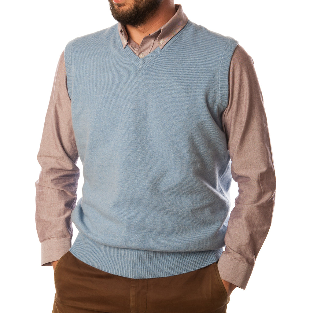Men's Hawick Knitwear V-Neck Slipover  Blue Haze