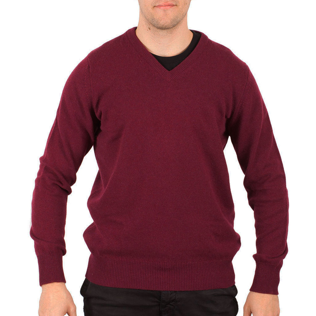 Men's Hawick Knitwear Pure Cashmere Pla  Boysenberry