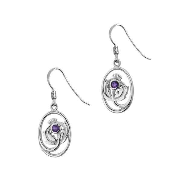 Scottish Thistle Earrings With Amethyst