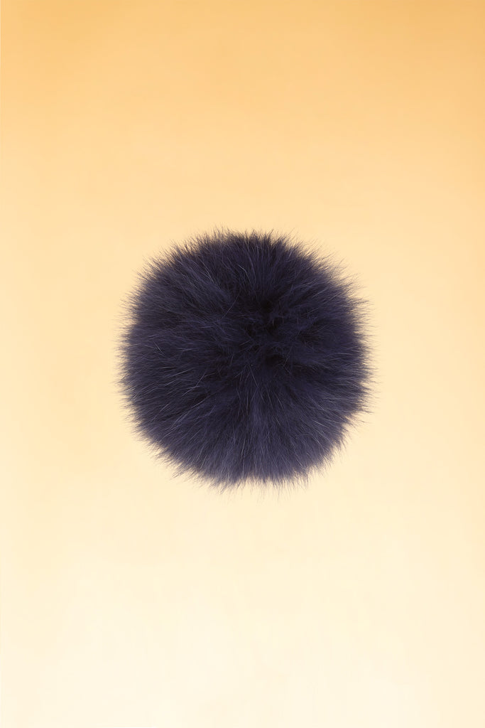 100% Real Fur Pom Pom Navy