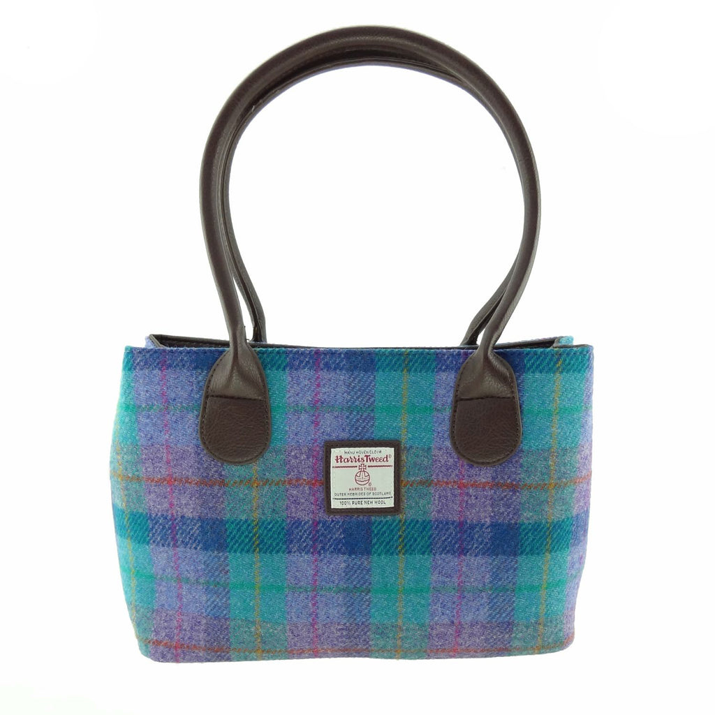Women's Harris Tweed Cassley Handbag  Green & Purple Check