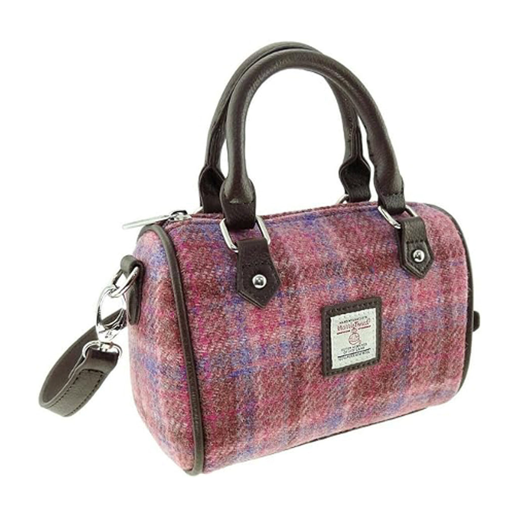 Harris Tweed Kilbride Mini Bowling Bag Pink Check