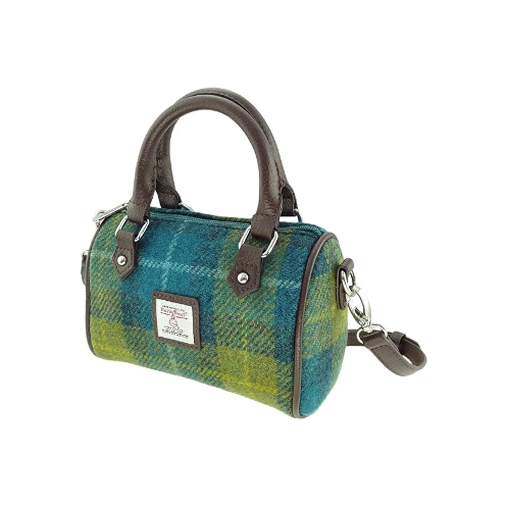 Harris Tweed Kilbride Mini Bowling Bag Sea Blue/Green Tartan