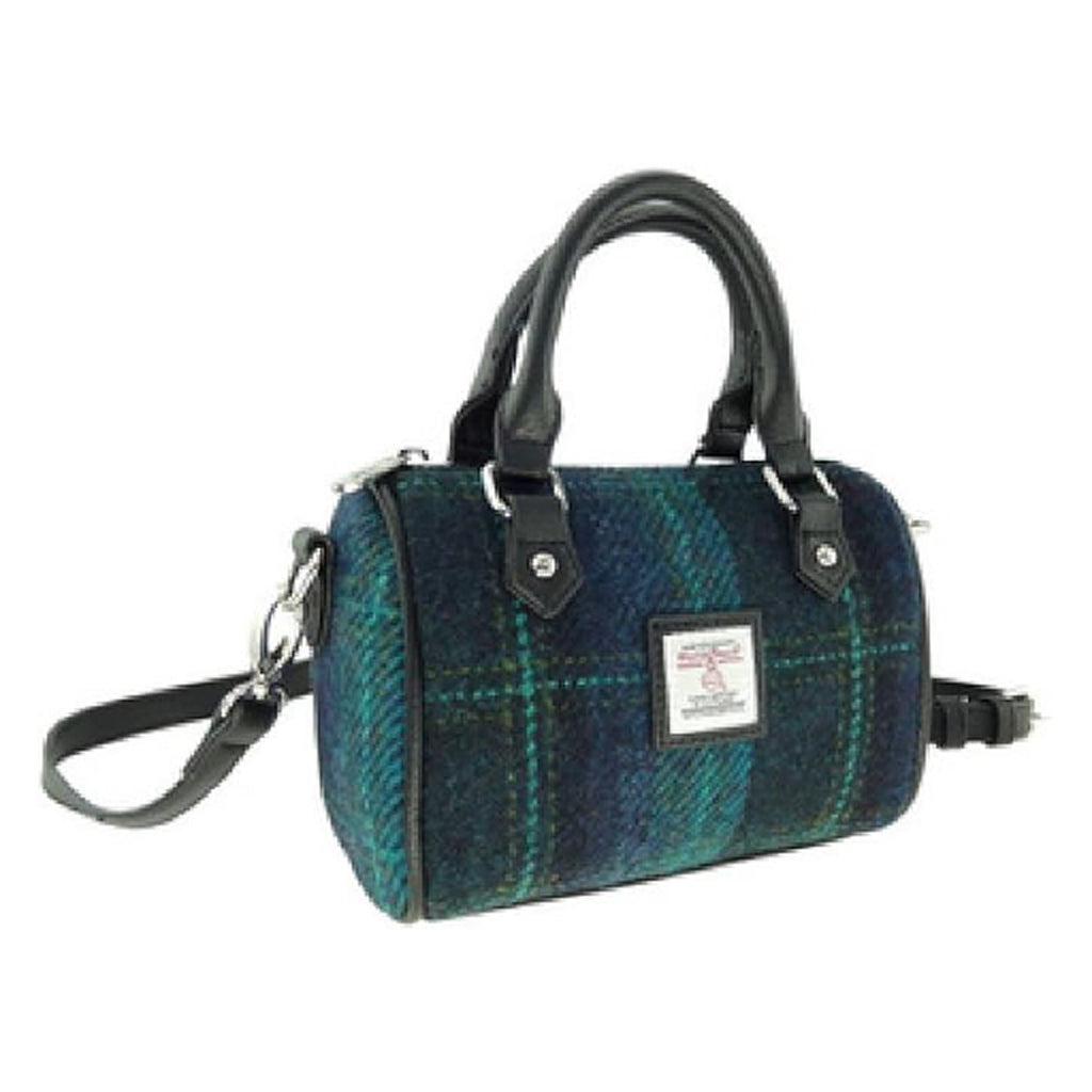 Harris Tweed Kilbride Mini Bowling Bag Blue / Turquoise Overcheck